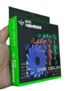 Case fan NYK Nemesis FanCase Cooler 120 mm dengan cincin lampu statis 15 LED, bilah tipis hitam, bingkai hitam, dan konektor 3-pin Molex.