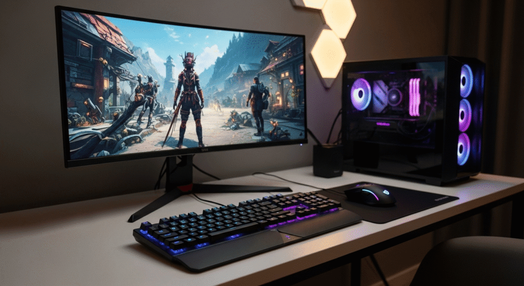 NYK AURA RGB keyboard yang meningkatkan FPS untuk pengalaman bermain game lebih baik.